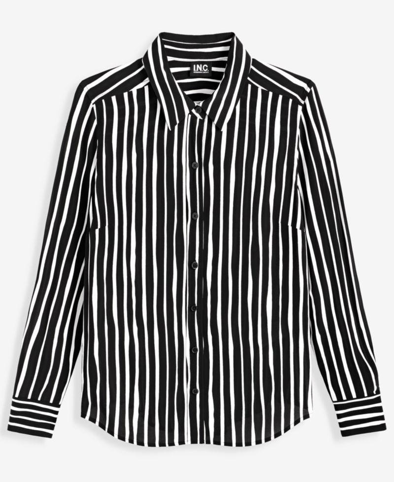 Petite Striped Button-Up Shirt