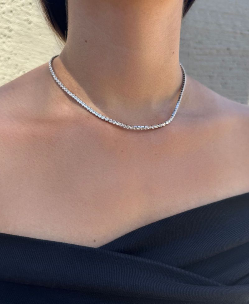 Silver Crystal 3mm Tennis Chain Necklace