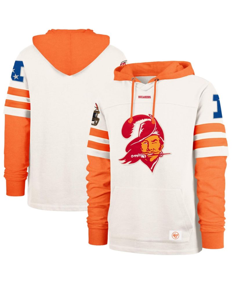 Men's '47 Cream Tampa Bay Buccaneers Split Zone Cornerback Duo Lacer Hoodie