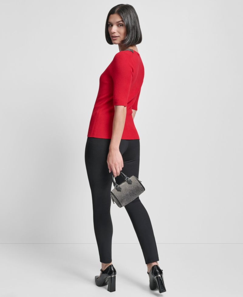Slim Leg Pull-On Ponte Ankle Pant