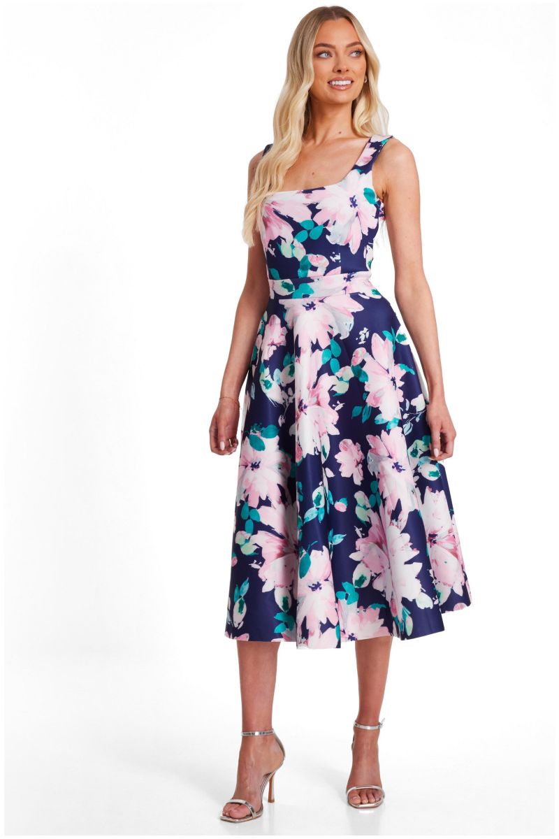 Women's Square Neck Skater Midaxi Dress