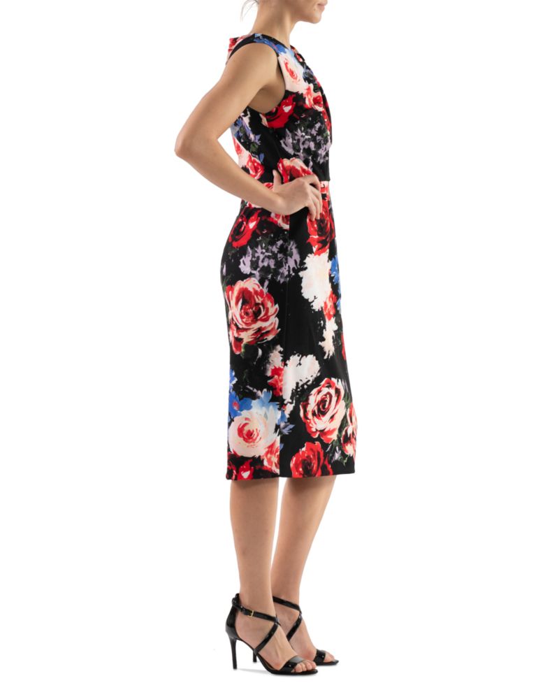 Women's Floral-Print Twist-Front Sheath Dress