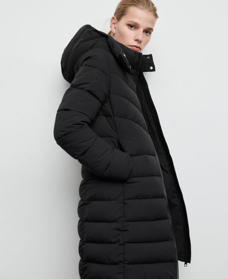 Women's Hood Midi Quilted Anorak Coat