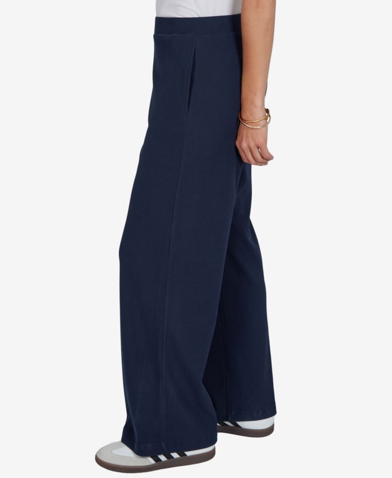 Petite Wide-Leg Pull-On Ribbed Pants