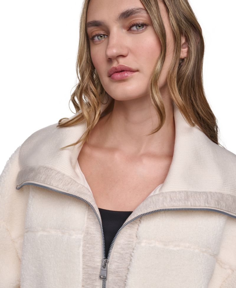 Women's Funnel Neck High-Low Sherpa Jacket