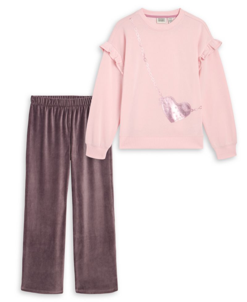 Toddler Girls' 2T-4T Ruffle Pullover Sweatshirt and Wide-Leg Pants, 2-Piece Set