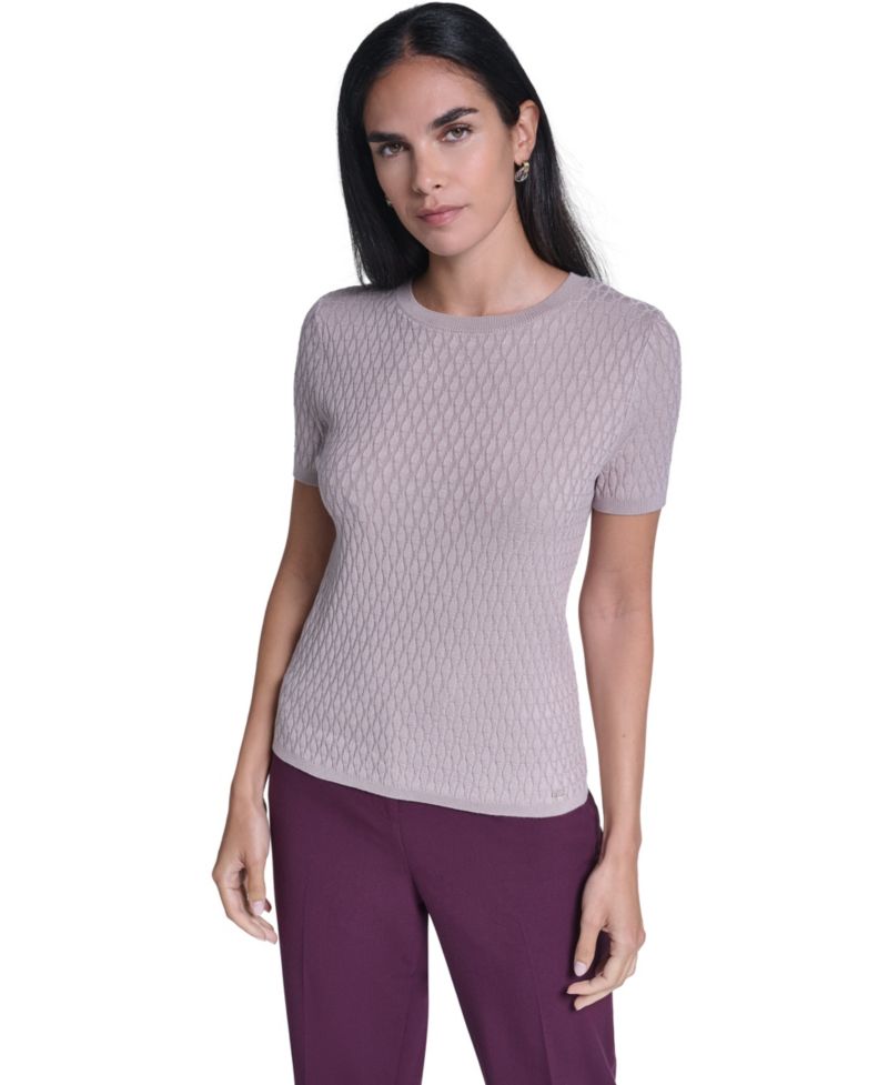 Women's Textured Lightweight Crewneck Pullover Sweater