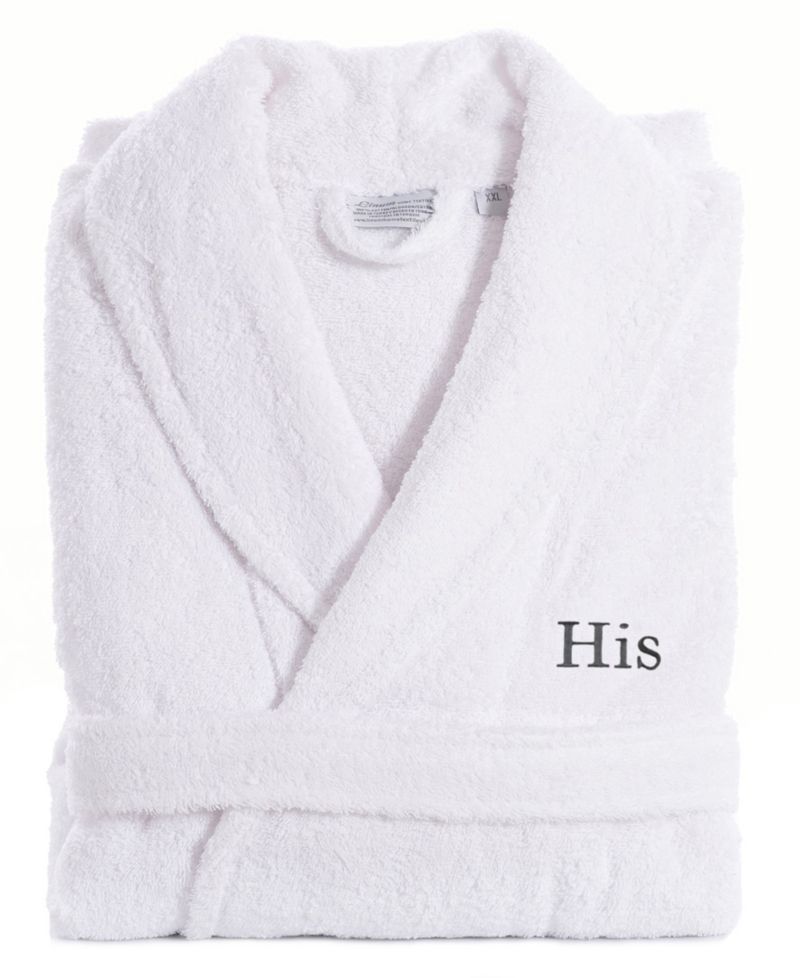 Bookman Font Turkish Cotton Embroidered His Terry Bathrobe