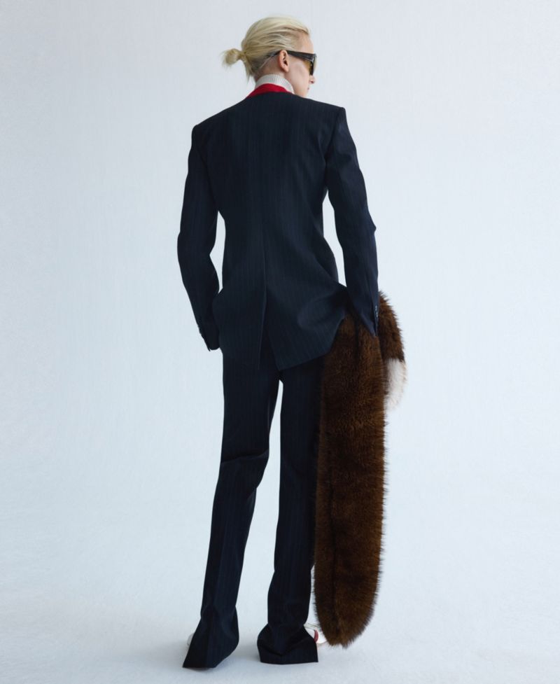 Women's Selection Pinstripe Straight-Leg Slit Trousers