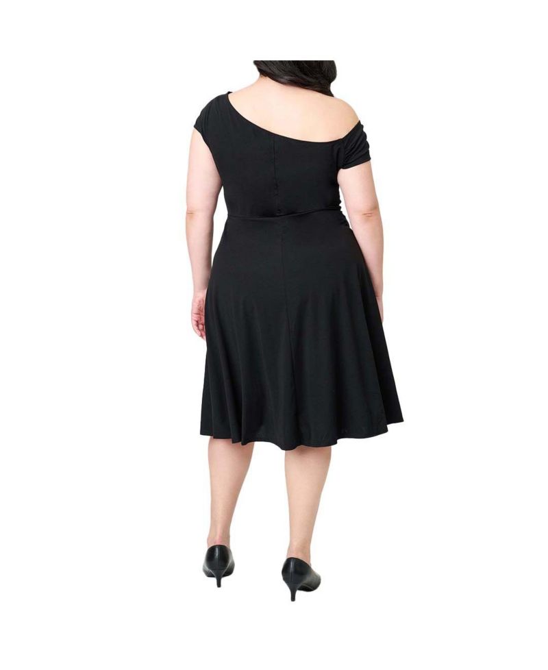 Plus Size Asymmetrical Neck Swing Dress
