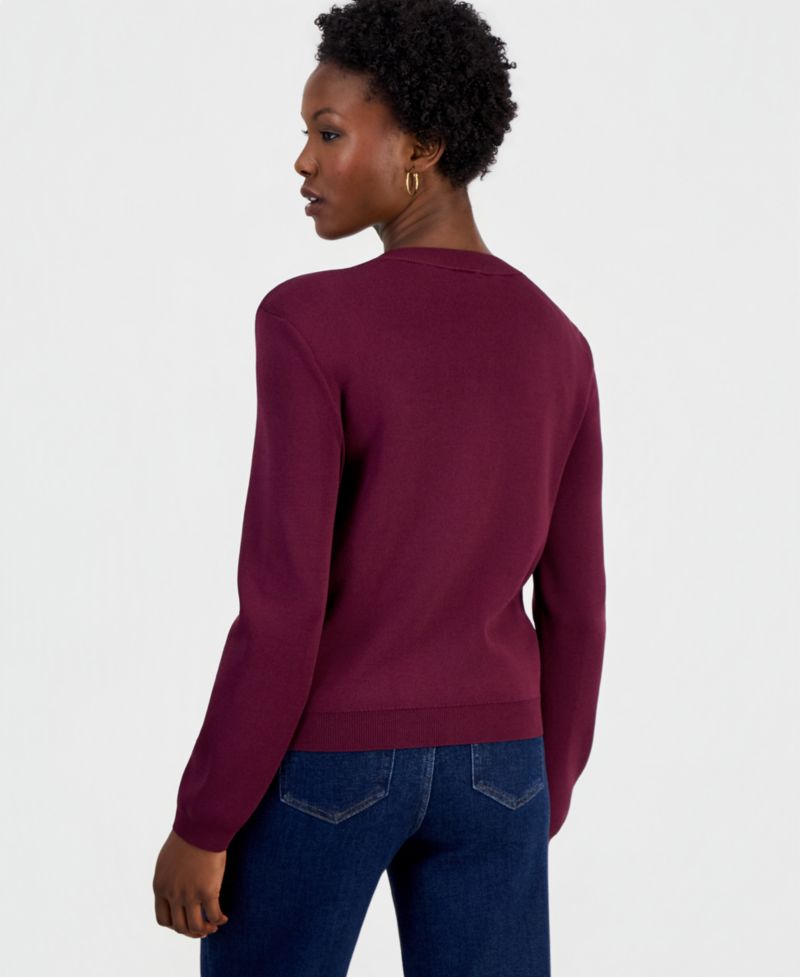 Women's Petite Structured Button-Front Cardigan