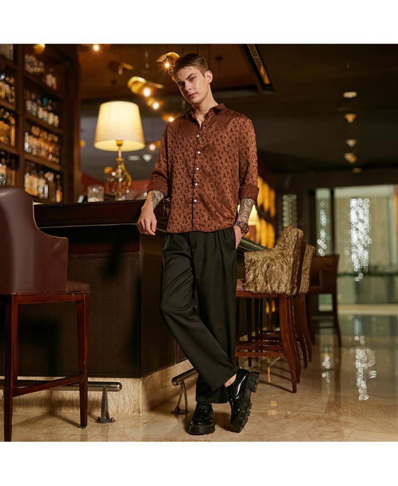 Men's Chocolate Brown Mozaic-Tactile Shirt