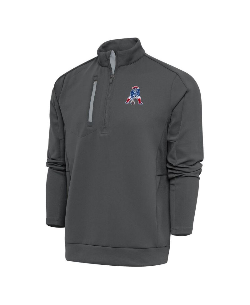 Men's Charcoal New England Patriots Team Logo Throwback Generation Quarter-Zip Pullover