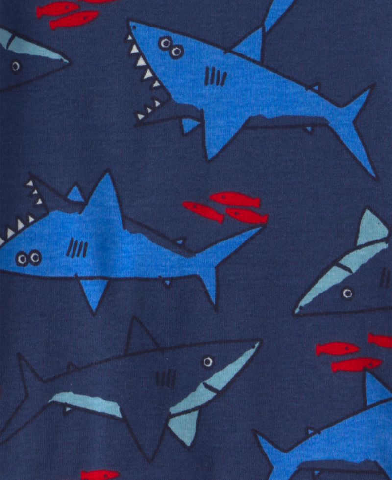 Baby and Toddler Boys' Shark Short-Sleeve T-Shirt and Shorts Snug-Fit Cotton Pajama, 4-Piece Set