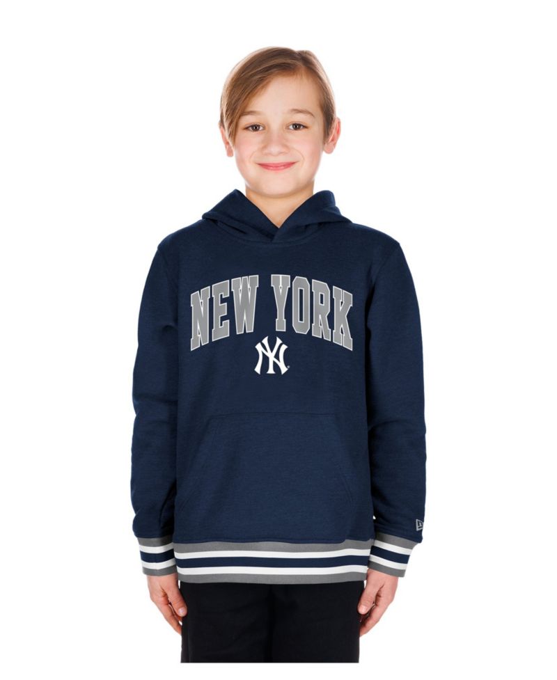 Big Boys and Girls Navy New York Yankees Knit Trim Pullover Hoodie