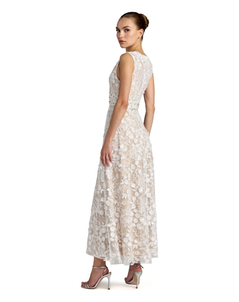 Women's Floral Embroidered High Neck Midi Dress