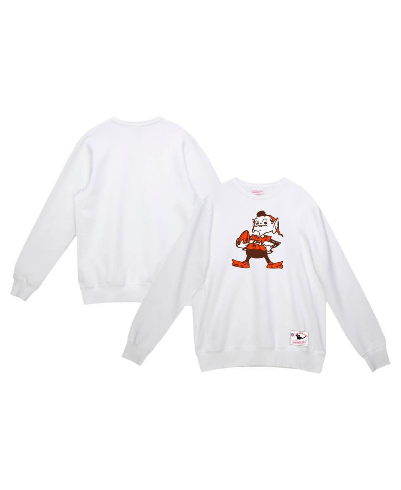 Men's White Cleveland Browns Basic Fleece Pullover Sweatshirt