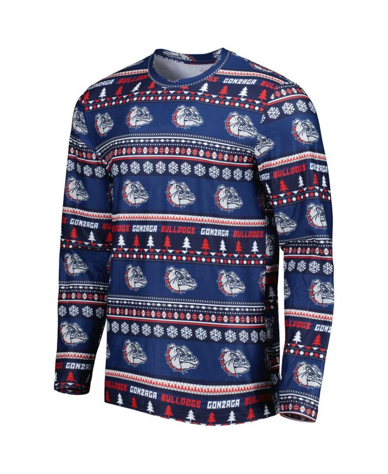 Men's Navy Gonzaga Bulldogs Swivel Long Sleeve T-shirt and Pants Sleep Set