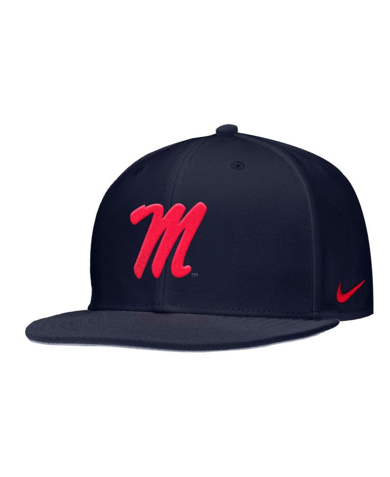 Men's Navy Ole Miss Rebels On-Field Baseball Performance Fitted Hat