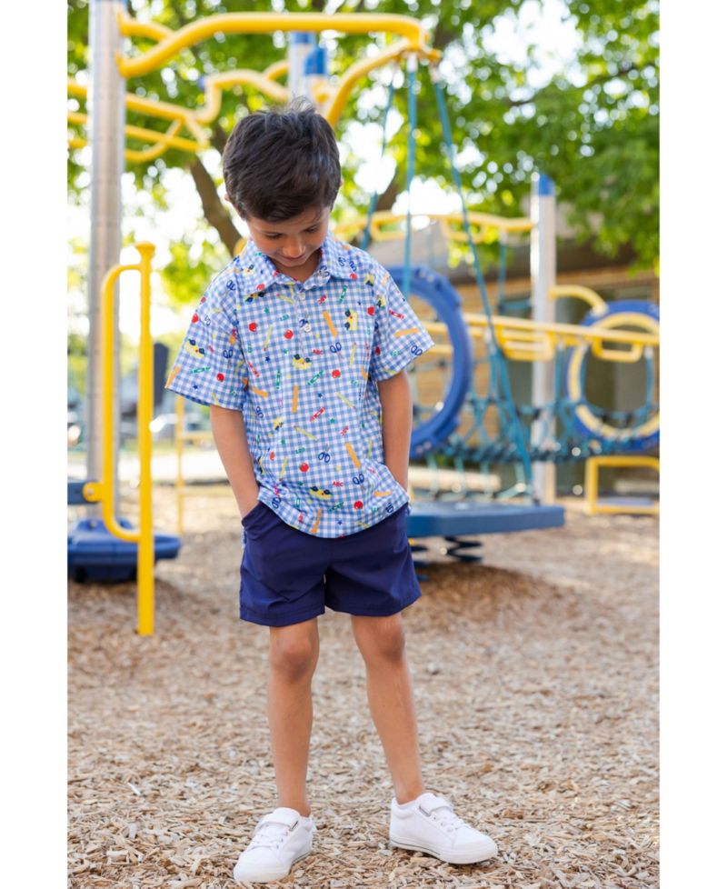 Big Boy ( 2T to 7 ) School Print Performance Knit Polo