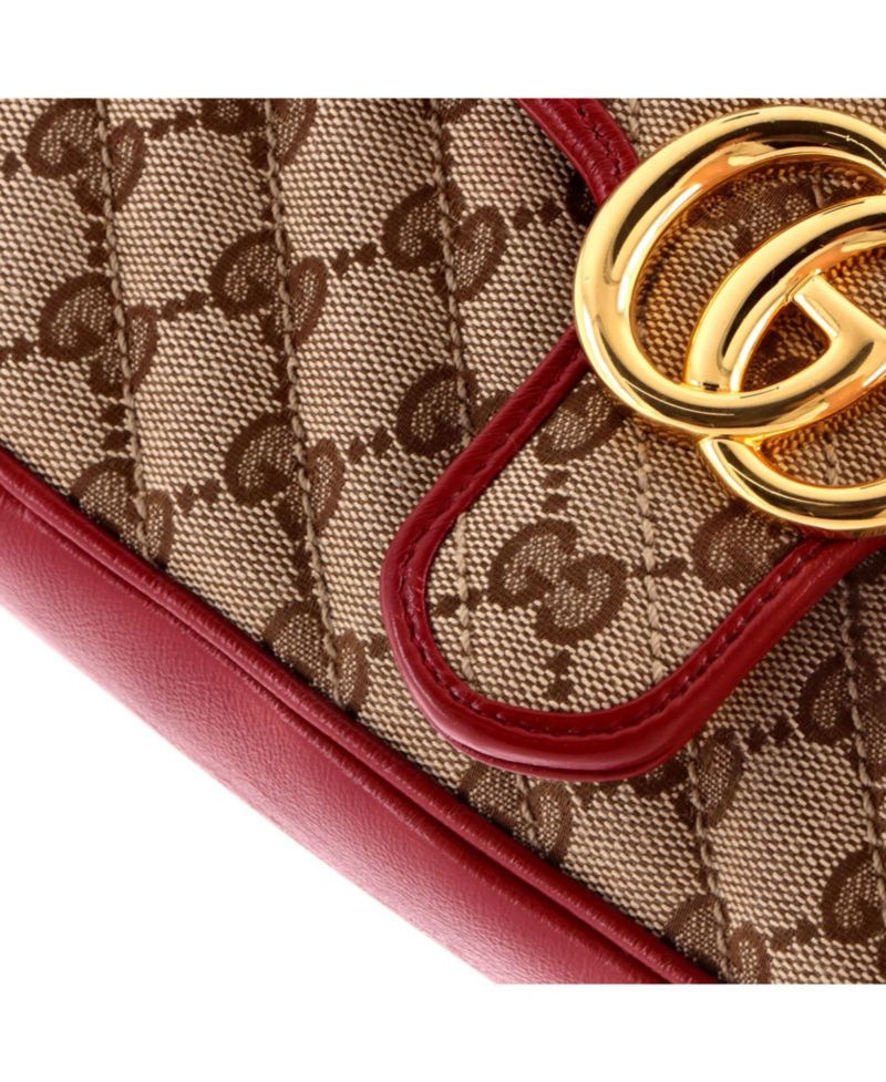Mini GG Marmont Flap Bag Diagonal Quilted GG Canvas with Leather