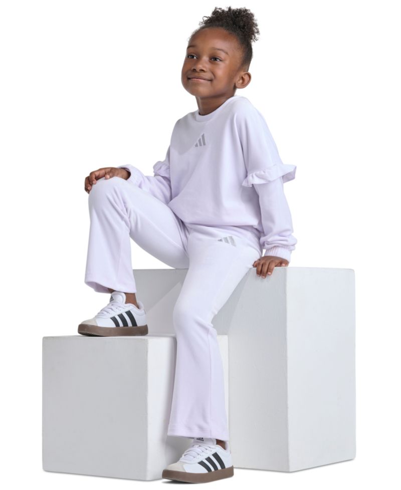 Girls' 2T-6X Velour Crewneck Pullover and Flare-Leg Pants, 2-Piece Set