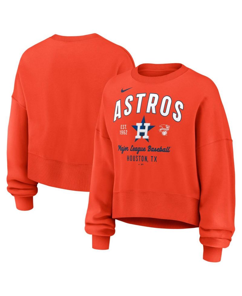 Women's Orange Houston Astros Oversized High Hip Pullover Sweatshirt