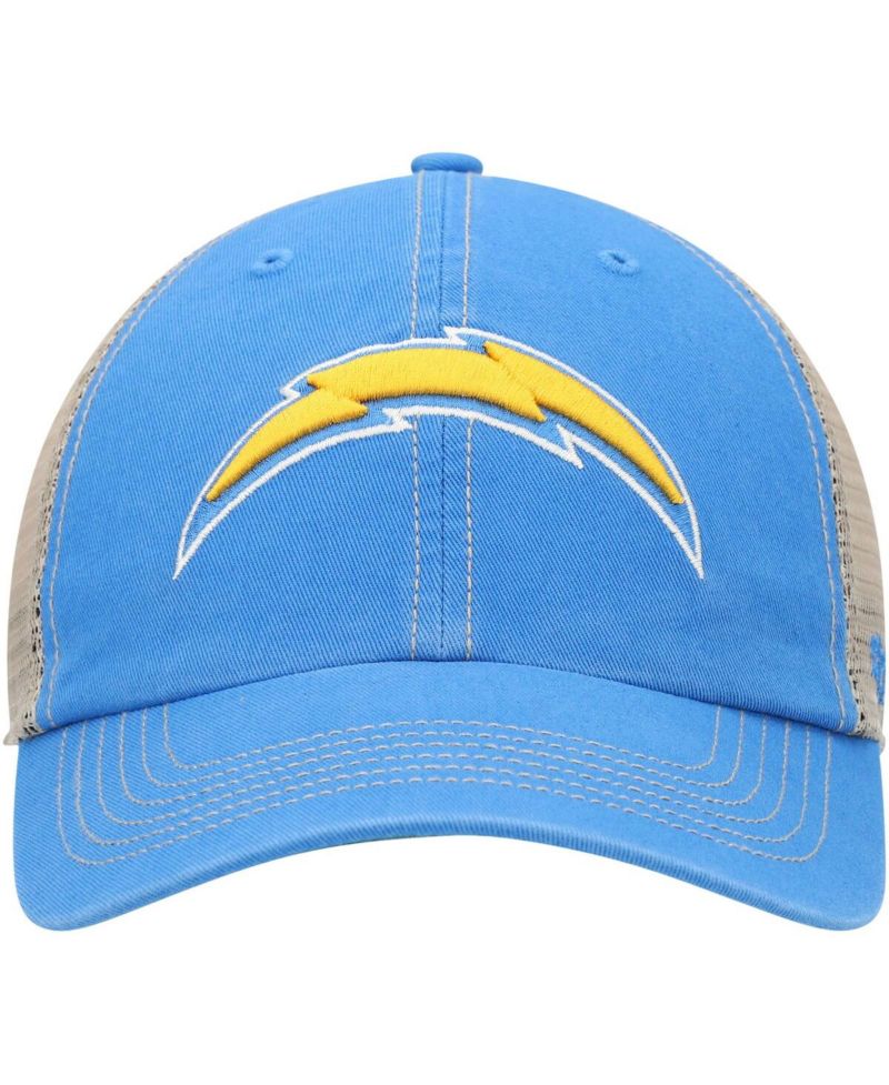 Men's Powder Blue, Natural Los Angeles Chargers Trawler Trucker Clean Up Snapback Hat