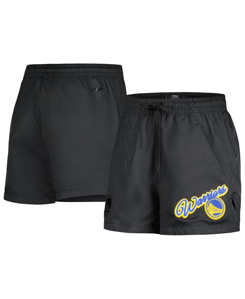 Women's Black Golden State Warriors Script Woven Shorts