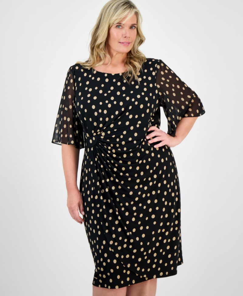Plus Size Printed Side-Shirred Butterfly-Sleeve Dress