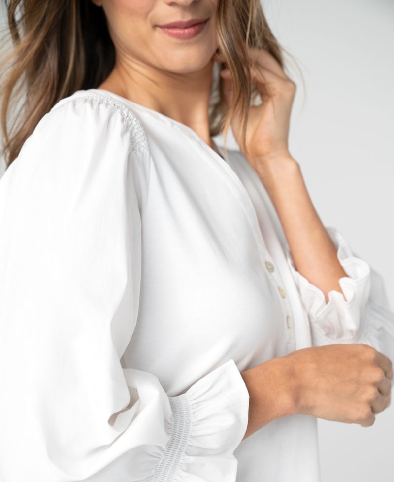 Petite Modified V-Neck Blouse