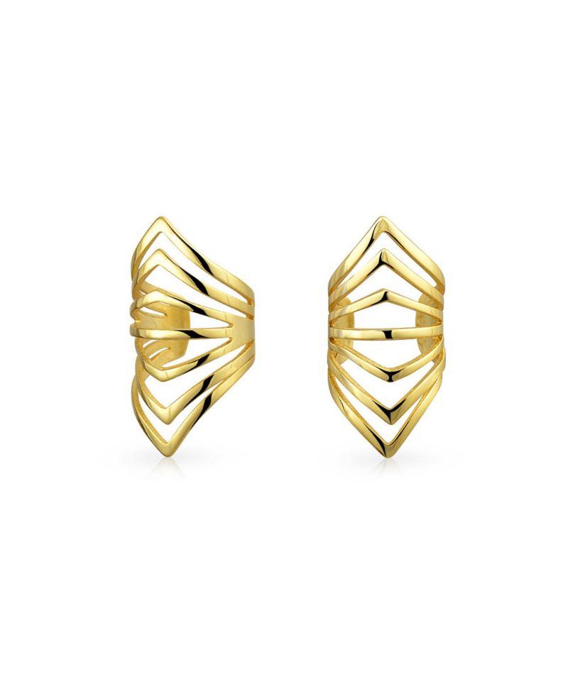 Chevron Silver Ear Cuff Cartilage Clip Helix .925 Sterling Silver