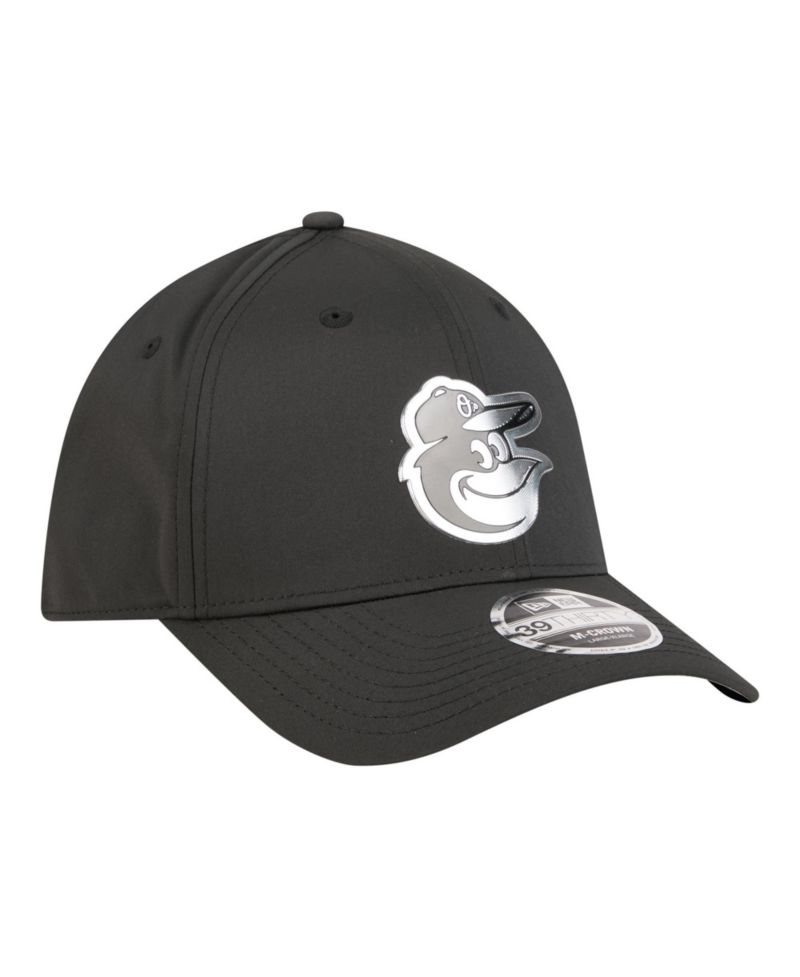 Men's Black Baltimore Orioles Metallic 39THIRTY M-Crown Flex Hat
