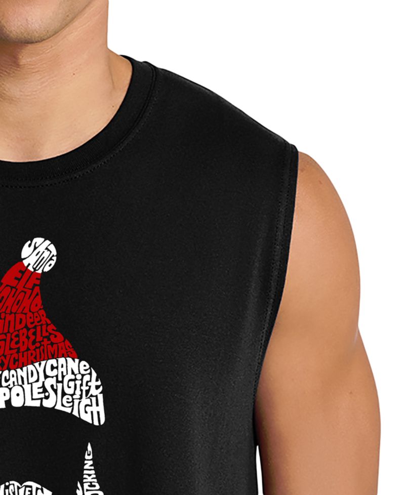 Men's Santa Beard Hat Christmas Word Art Graphic Tank Top