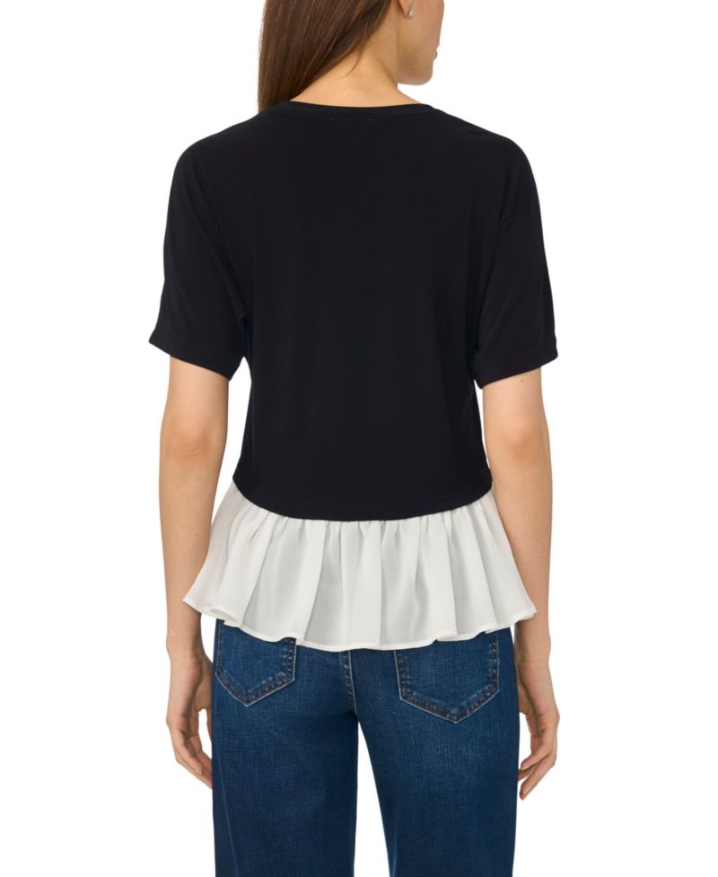 Women's Short-Sleeve Pleated Hem Top