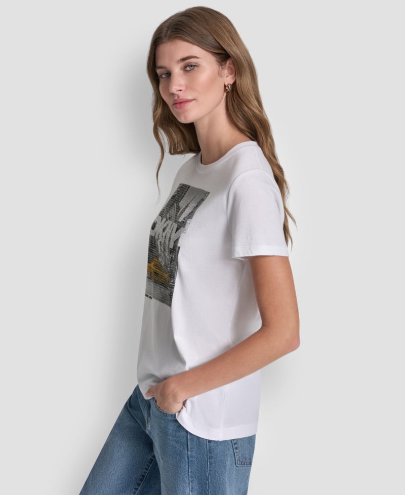 Petite Rhinestone Taxi Photoreal T-Shirt