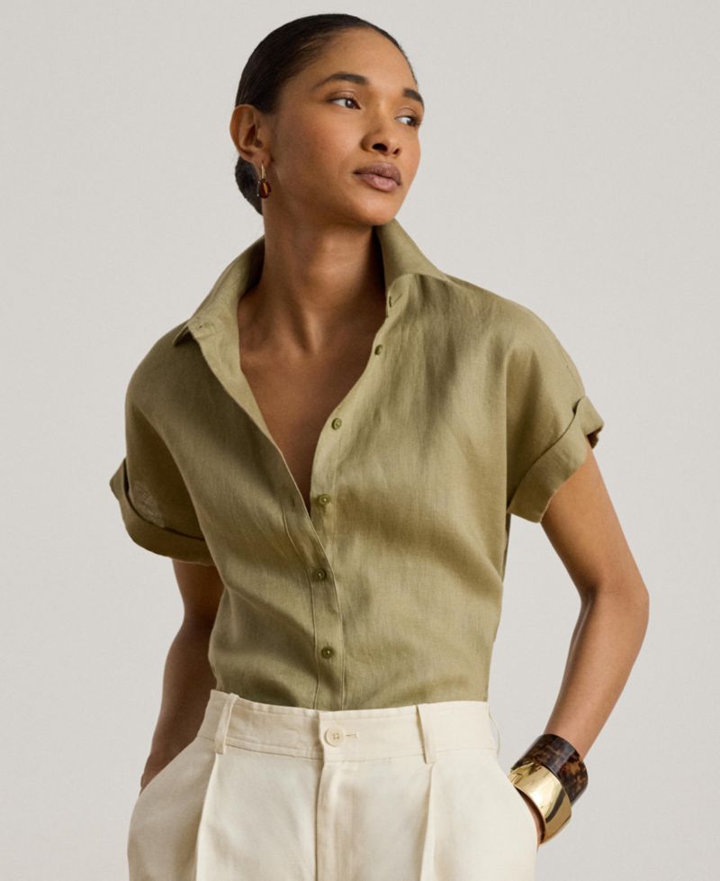 Dolman-Sleeve 100% Linen Shirt