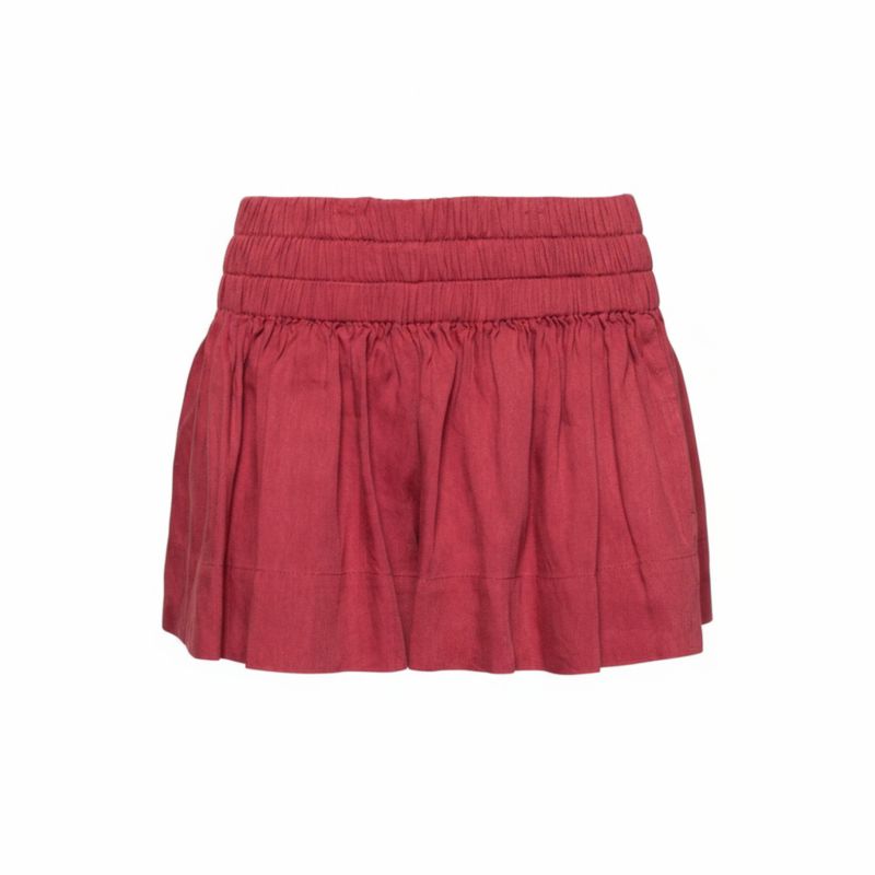 Women's Etoile Red Linen Blend Shorts