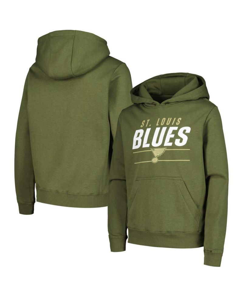 Big Boys and Girls Olive St. Louis Blues Podium Fleece Pullover Hoodie