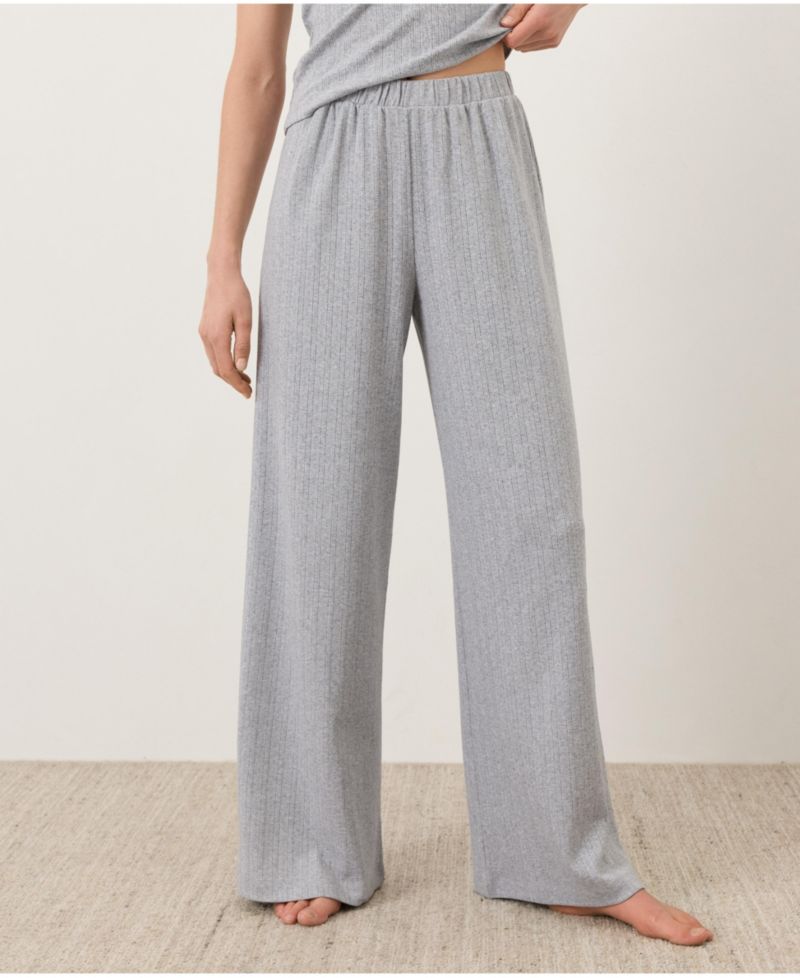 Women's High-Rise Pointelle Wide-Leg Pants