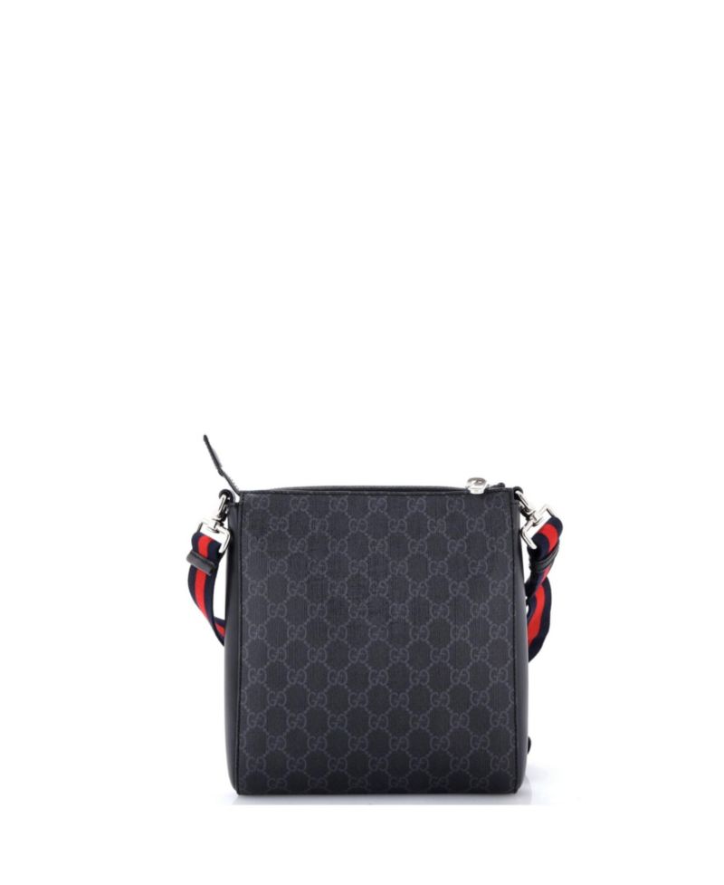 Small Web Strap Front Zip Messenger Bag GG Coated Canvas