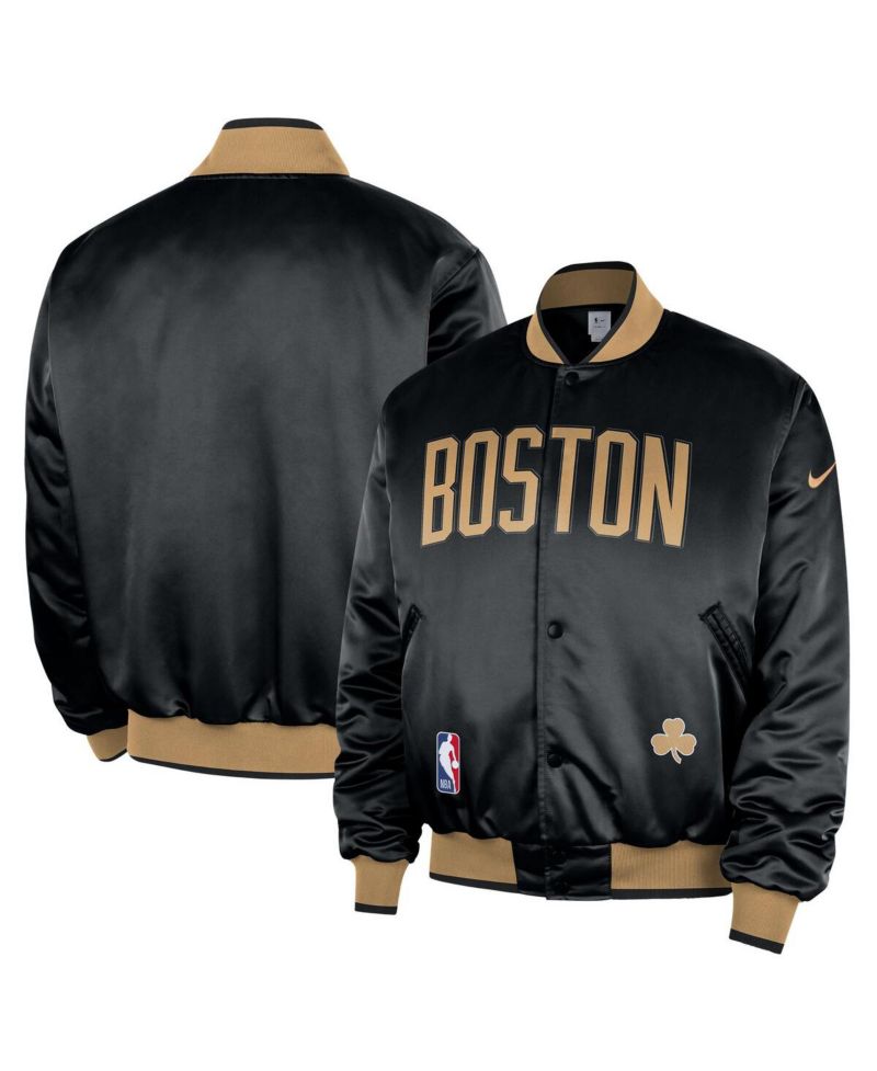 Men's Black Boston Celtics 2025/26 City Edition Remix Courtside Full-Snap Bomber Jacket
