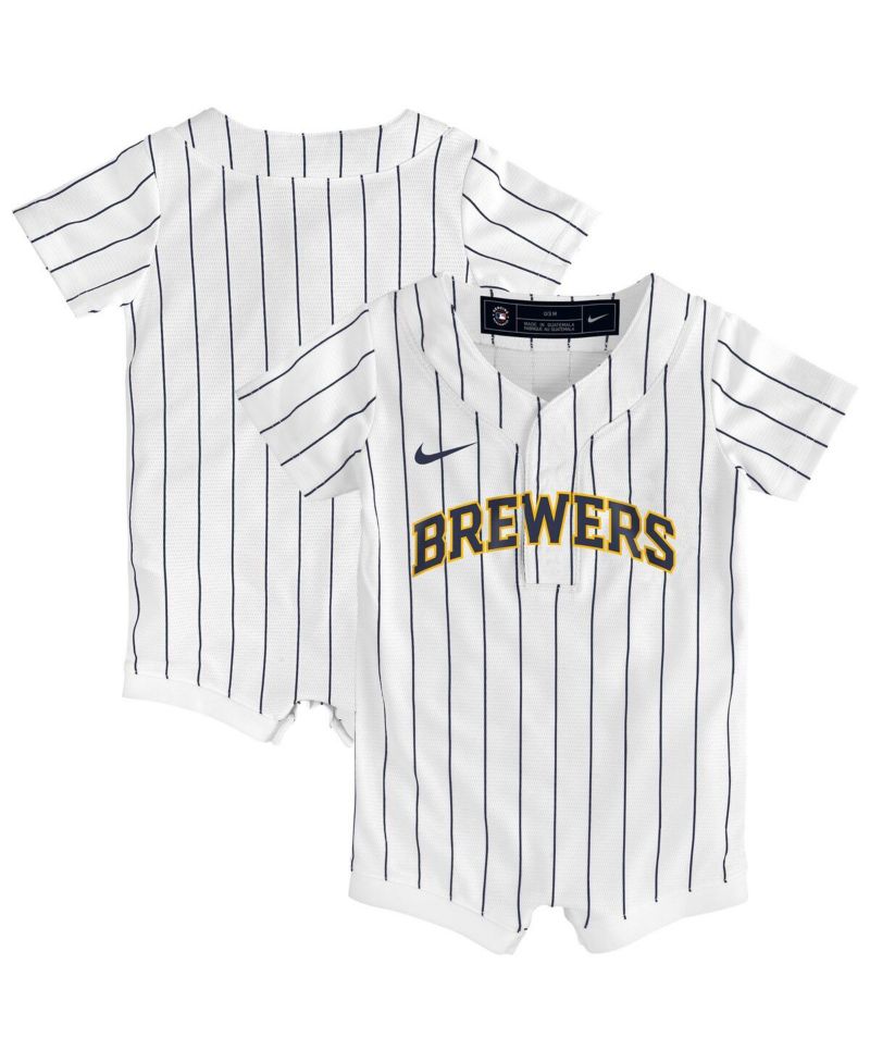 Baby Boys and Girls White Milwaukee Brewers Alternate Replica Romper Jersey