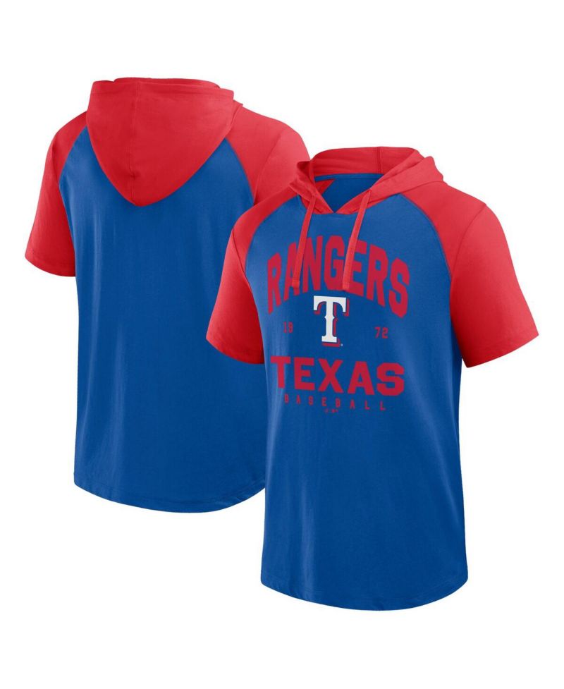 Men's Royal Texas Rangers Prime Raglan Short Sleeve Hoodie T-Shirt