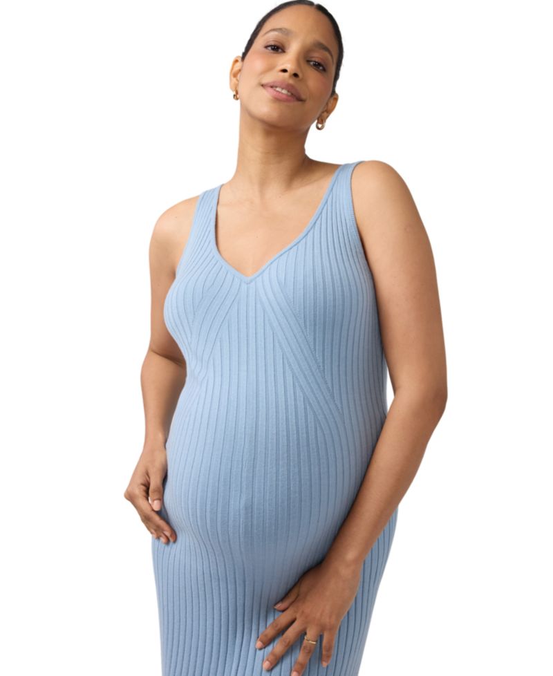 Maternity Nursing Ribbed Midi Dress