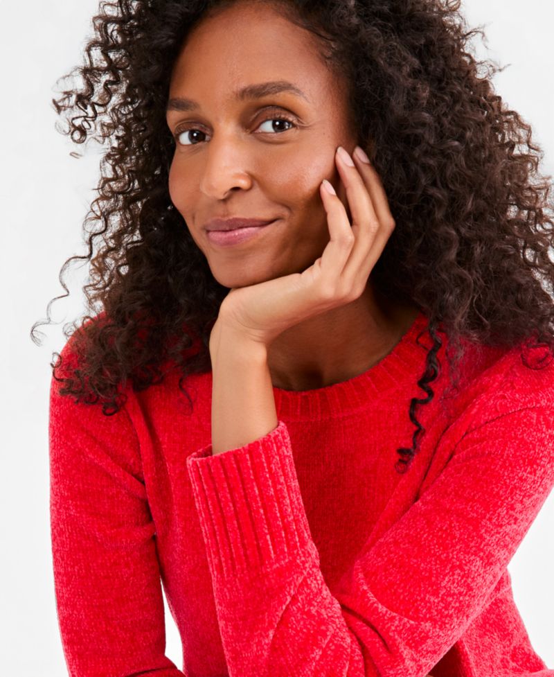 Women's Crewneck Chenille Long-Sleeve Sweater