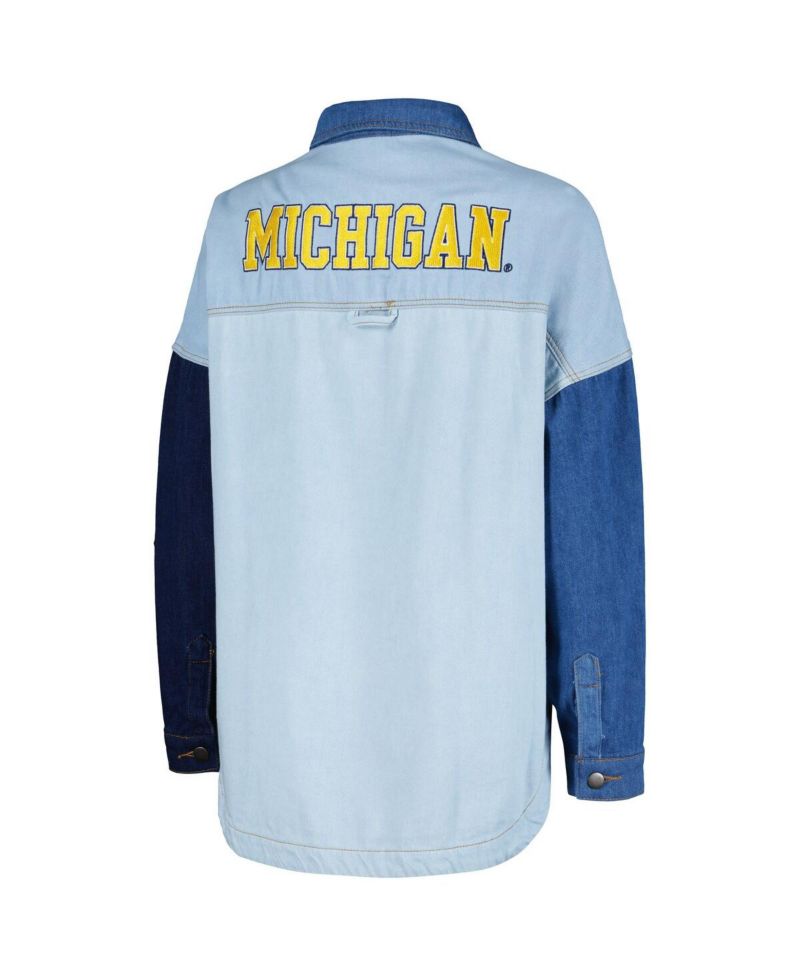Women's Denim Michigan Wolverines Multi-Hit Hometown Full-Snap Jacket