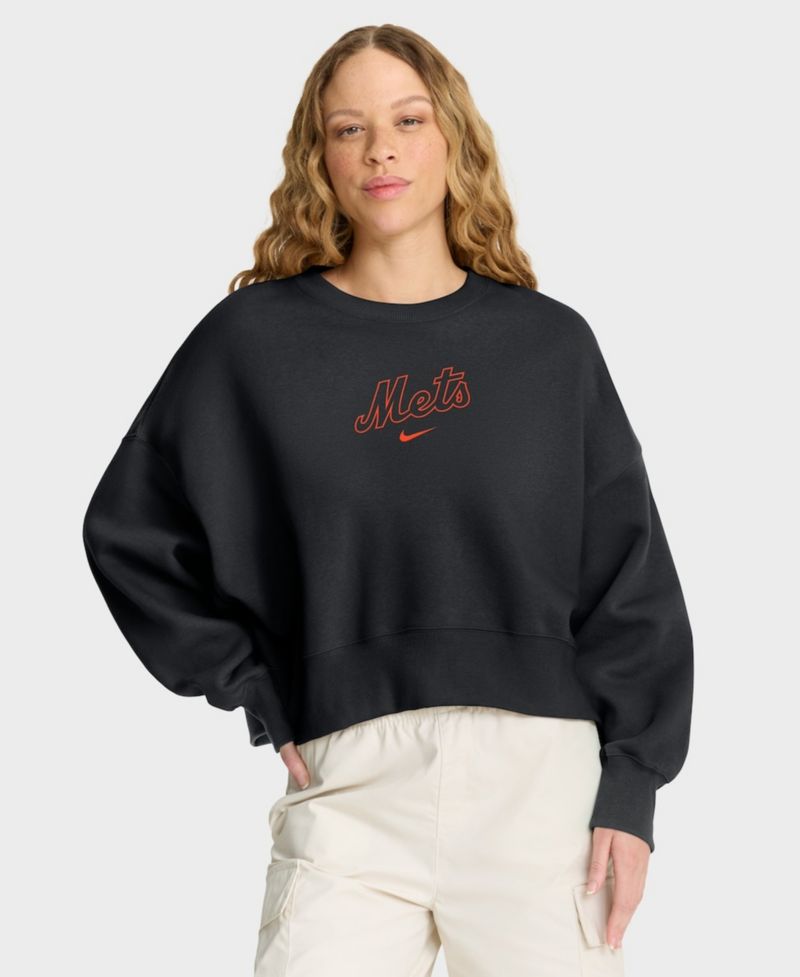 Women's Black New York Mets Oversized Primetime Sweatshirt