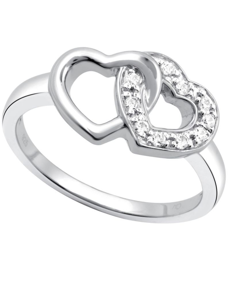 Diamond Double Heart Ring in Sterling Silver (1/10 ct. t.w.)