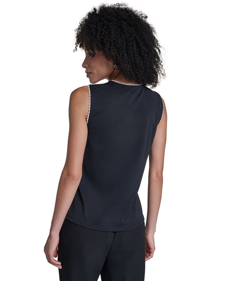 Petite Sleeveless V-Neck Bow Detail Blouse